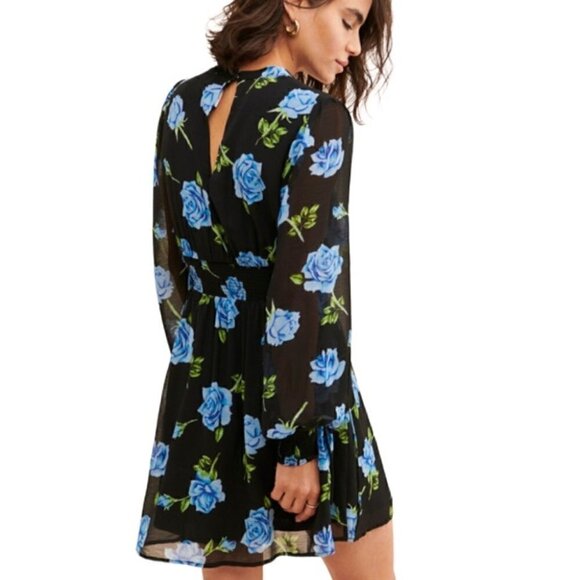 FREE People Samantha Lace Up Rose Print Mini Dress Size XSmall - Picture 6 of 16